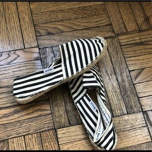 Soludos Black and White Striped Espadrilles